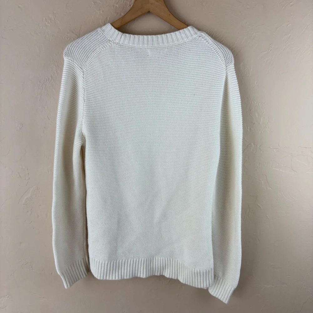 J.Crew Mercantile White Knit Sweater Crew Neck Womens size medium
